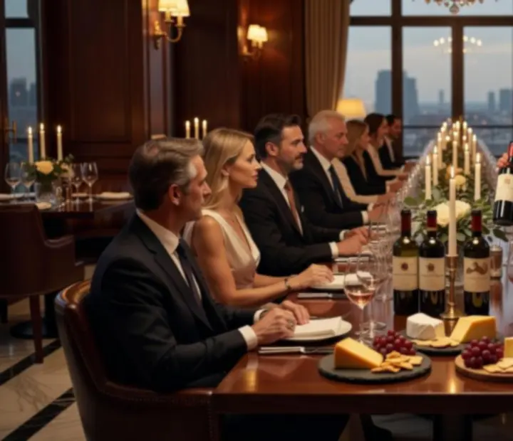 Degustacja win w eleganckiej restauracji, sommelier prezentuje kieliszki